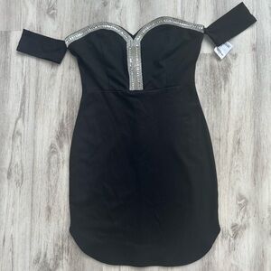 Charlotte Russe Black Silver Embellished Strapless Bodycon Dress